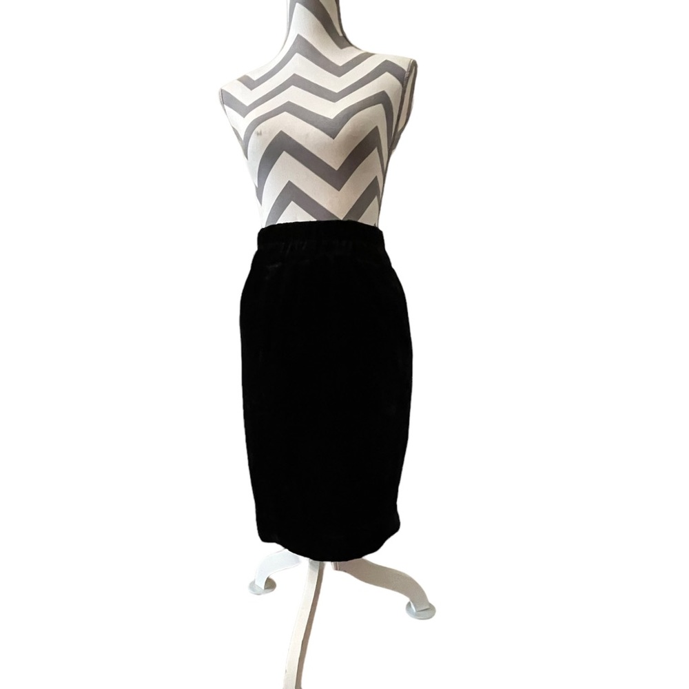 J crew Vintage Velvet Midi Pencil Skirt Black